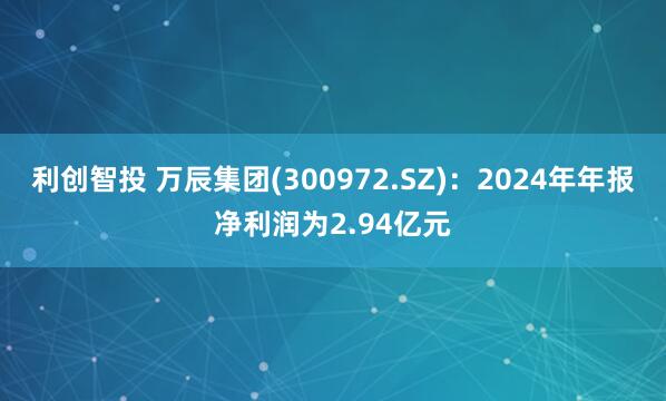 利创智投 万辰集团(300972.SZ)：2024年年报净利润为2.94亿元